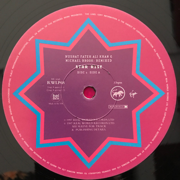 Nusrat Fateh Ali Khan & Michael Brook - Remixed: Star Rise | Real World Records (R WLP 68) - 3