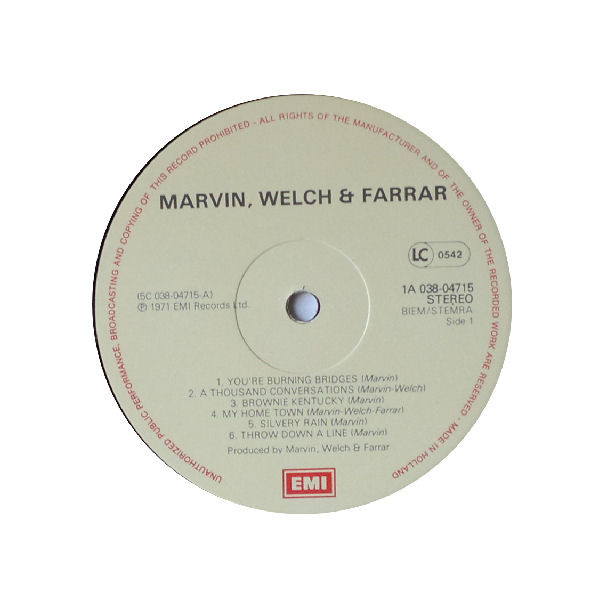 Marvin, Welch & Farrar - Marvin, Welch & Farrar | EMI (5C 038-04715) - 3
