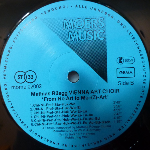 Mathias Rüegg , Vienna Art Choir - From No Art To Mo-(Z)-Art | Moers Music (momu 02002) - 4 Mathias Rüegg , Vienna Art Choir - From No Art To Mo-(Z)-Art | Moers Music (momu 02002) - 4