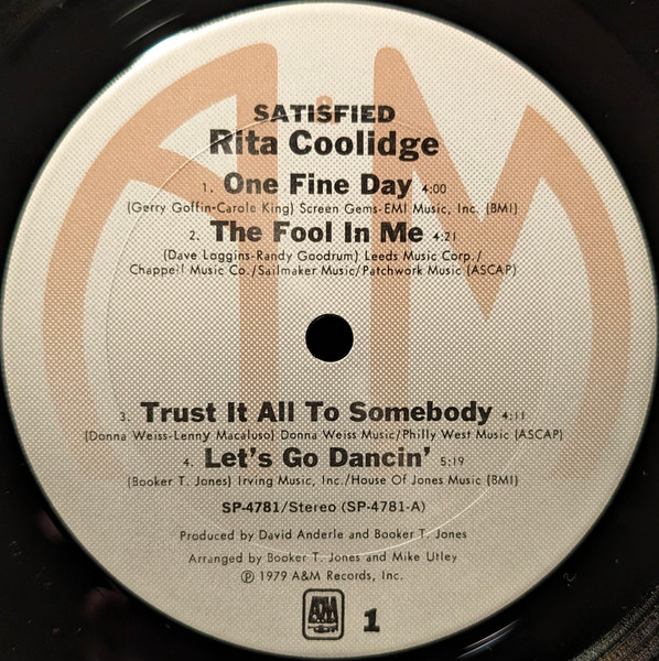 Rita Coolidge - Satisfied | A&M Records (SP-4781) - 3