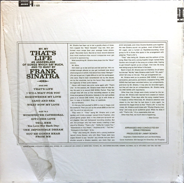Frank Sinatra - That's Life | Reprise Records (F 1020) - 2 Frank Sinatra - That's Life | Reprise Records (F 1020) - 2
