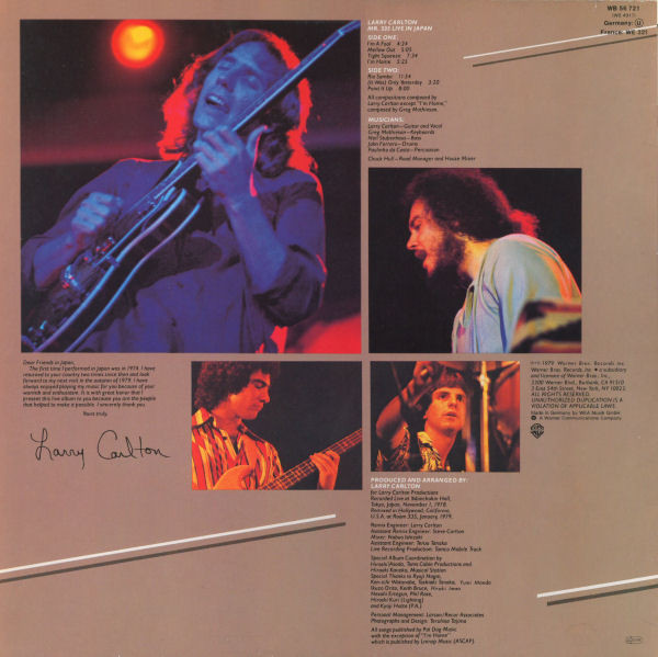 Larry Carlton - Mr. 335 - Live In Japan | Warner Bros. Records (WB 56 721) - 2