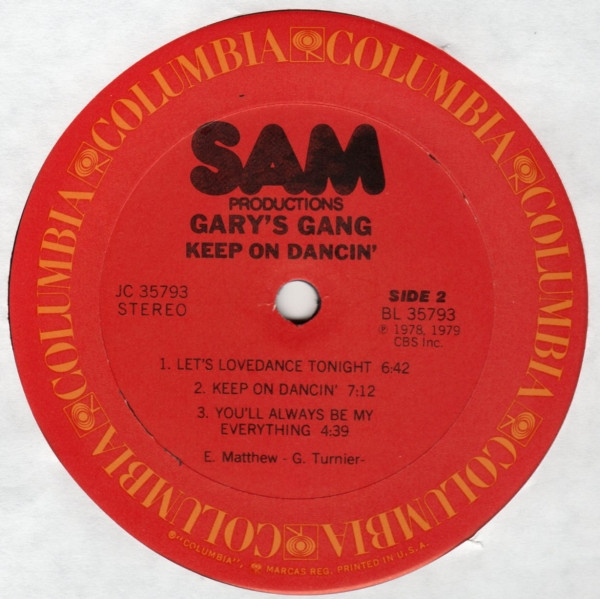 Gary's Gang - Keep On Dancin' | Columbia (JC 35793) - 4