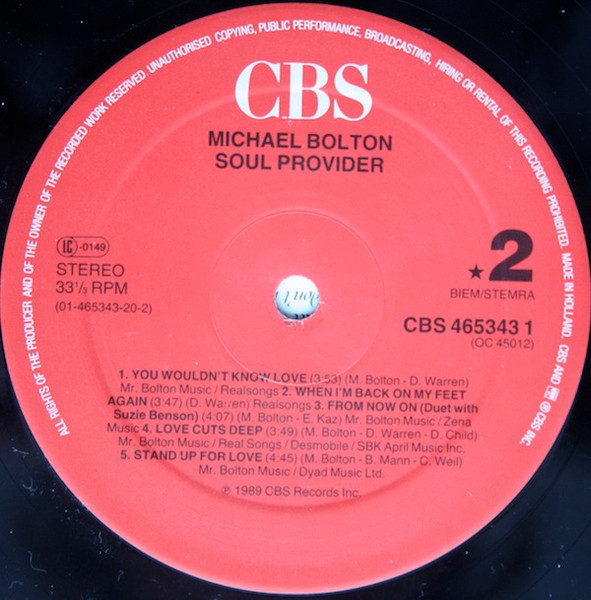 Michael Bolton - Soul Provider | CBS (CBS 465343 1) - 4 Michael Bolton - Soul Provider | CBS (CBS 465343 1) - 4