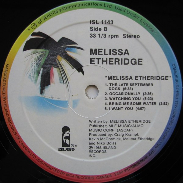Melissa Etheridge - Melissa Etheridge | Island Records (ISL-1143) - 4