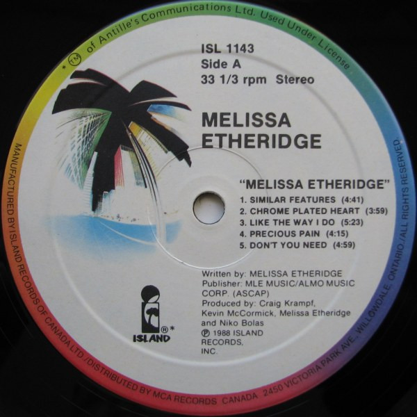 Melissa Etheridge - Melissa Etheridge | Island Records (ISL-1143) - 3