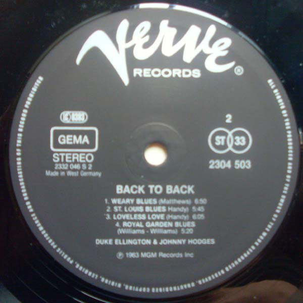 Duke Ellington & Johnny Hodges - Back To Back (Duke Ellington And Johnny Hodges Play The Blues) | Verve Records (2304 503) - 4