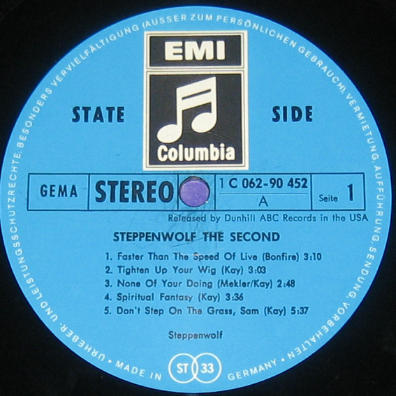 Steppenwolf - The Second | Columbia (1 C 062 - 90 452) - 3