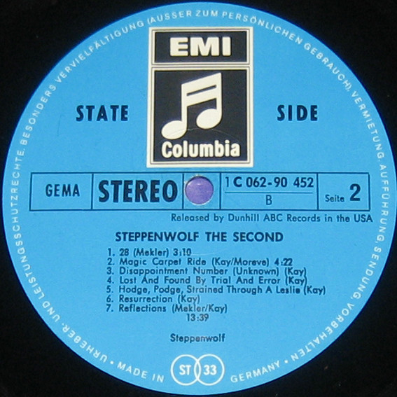 Steppenwolf - The Second | Columbia (1 C 062 - 90 452) - 4