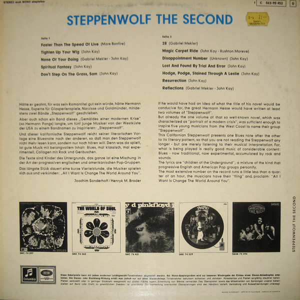 Steppenwolf - The Second | Columbia (1 C 062 - 90 452) - 2