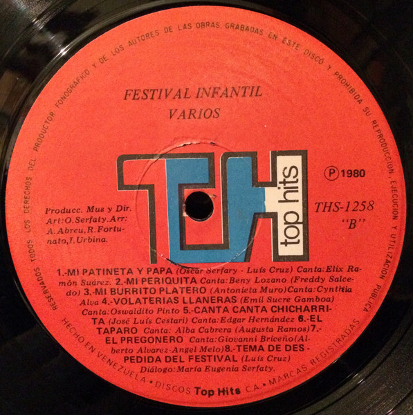 Various - 1er. Festival Infantil De La Canción | Top Hits (THS-1258) - 4
