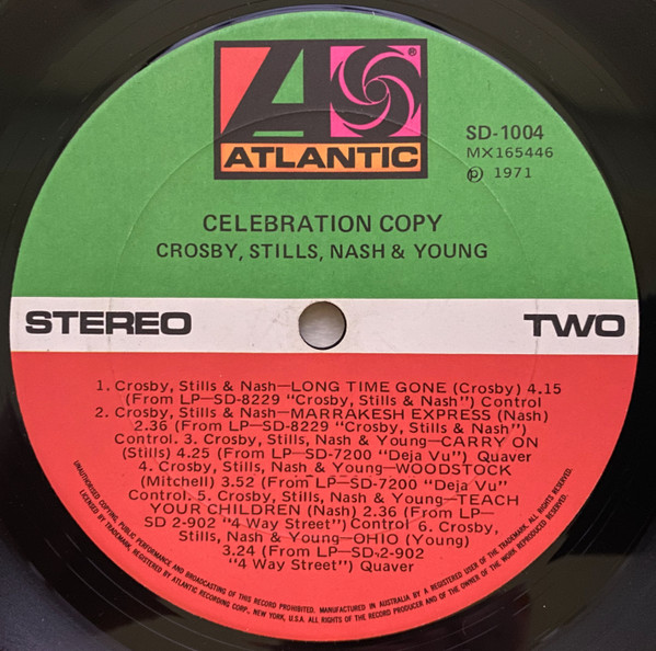 Crosby, Stills, Nash & Young - Celebration Copy | Atlantic (SD 1004) - 4 Crosby, Stills, Nash & Young - Celebration Copy | Atlantic (SD 1004) - 4