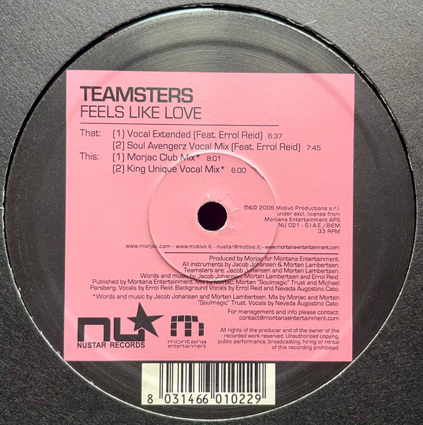 Teamsters - Feels Like Love | Nustar Records (NU 021) - main Teamsters - Feels Like Love | Nustar Records (NU 021) - main