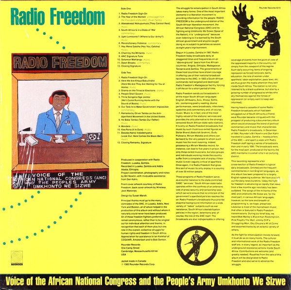 Various - Radio Freedom: Voice Of The African National Congress And The People's Army Umkhonto We Sizwe | Rounder Records (4019) - 2 Various - Radio Freedom: Voice Of The African National Congress And The People's Army Umkhonto We Sizwe | Rounder Records (4019) - 2