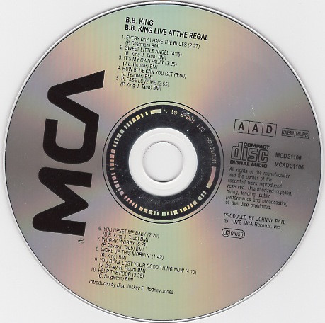 B.B. King - Live At The Regal | MCA Records (311 106-2) - 3