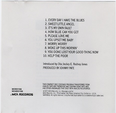 B.B. King - Live At The Regal | MCA Records (311 106-2) - 4