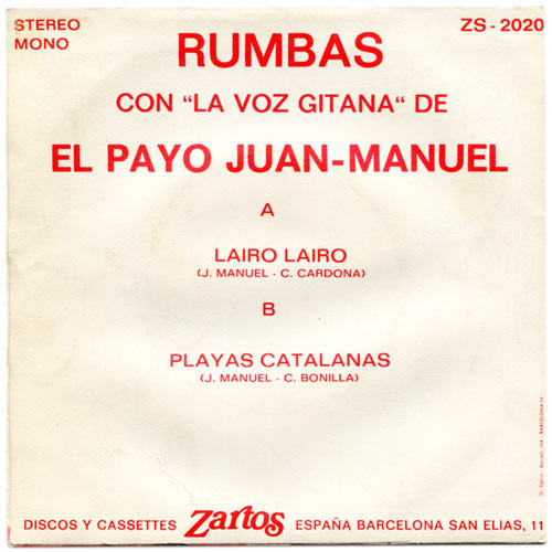 El Payo Juan Manuel - Lairo Lairo / Playas Catalanas | Zartos (ZS-2020) - 2