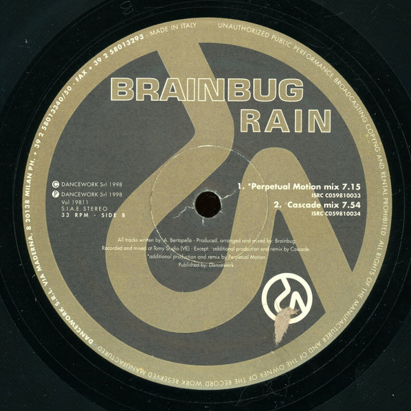 Brainbug - Rain | Volumex (VOL 198-11) - 2