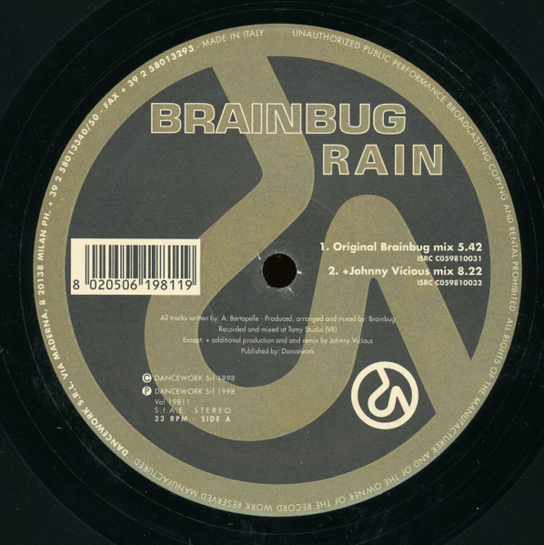 Brainbug - Rain | Volumex (VOL 198-11) - main