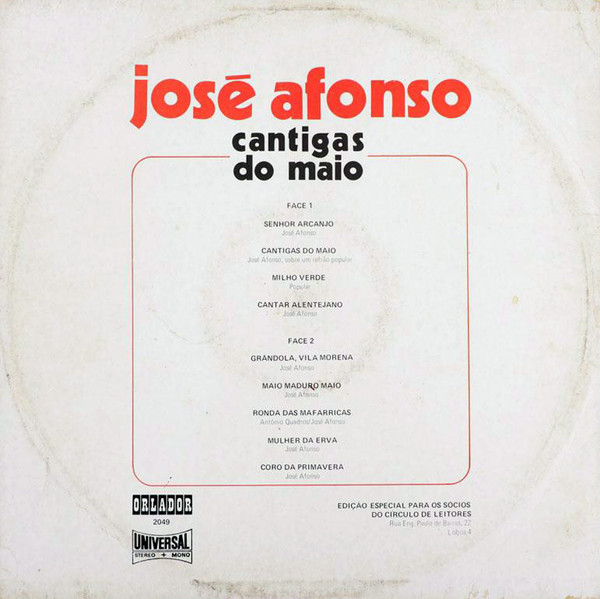 José Afonso - Cantigas Do Maio | Orlador (2049) - main
