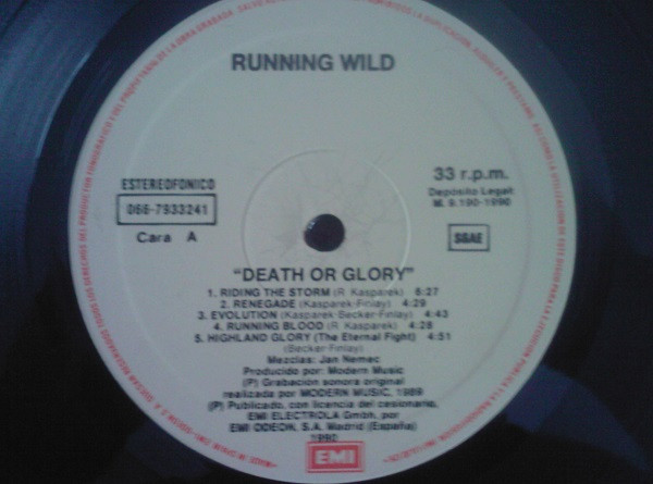 Running Wild - Death Or Glory | EMI Noise (066 79 3324 1) - 3
