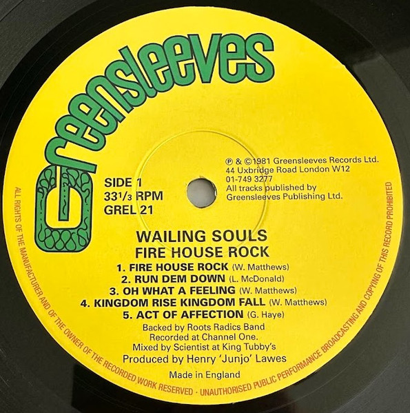 Wailing Souls - Fire House Rock | Greensleeves Records (GREL 21) - 3 Wailing Souls - Fire House Rock | Greensleeves Records (GREL 21) - 3
