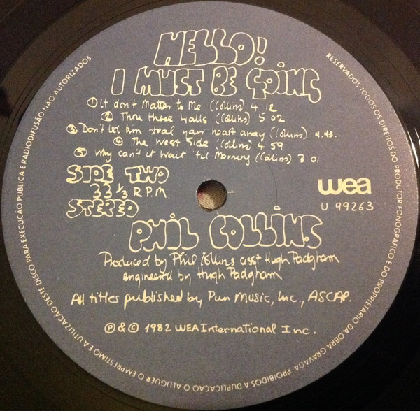 Phil Collins - Hello, I Must Be Going! | WEA (WEA U 99263) - 4 Phil Collins - Hello, I Must Be Going! | WEA (WEA U 99263) - 4