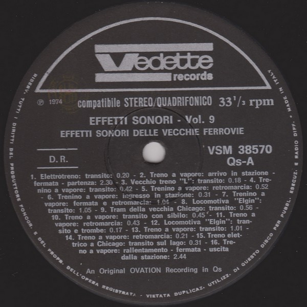 No Artist - Effetti Sonori Vol. 9 - Sound Effects | Vedette Records (VSM 38570/QS) - main