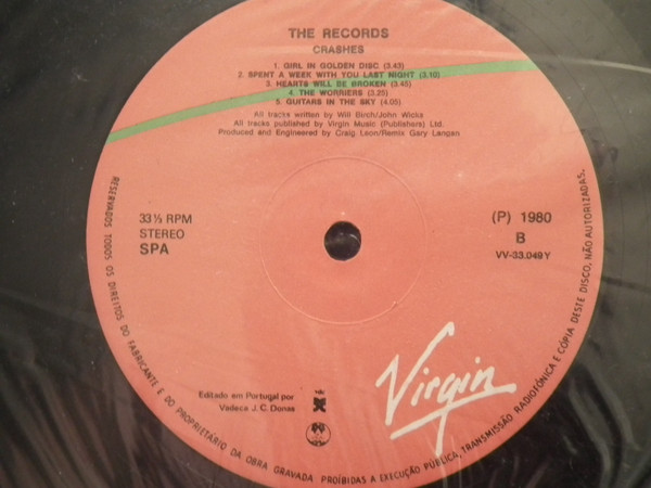 The Records - Crashes | Virgin (VV 33049 Y) - 4 The Records - Crashes | Virgin (VV 33049 Y) - 4