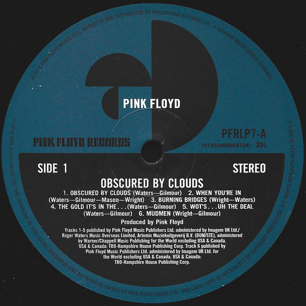 Pink Floyd - Obscured By Clouds | Pink Floyd Records (PFRLP7) - 2