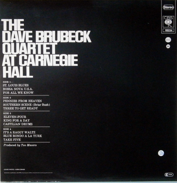 The Dave Brubeck Quartet - At Carnegie Hall | CBS (66234) - 4 The Dave Brubeck Quartet - At Carnegie Hall | CBS (66234) - 4