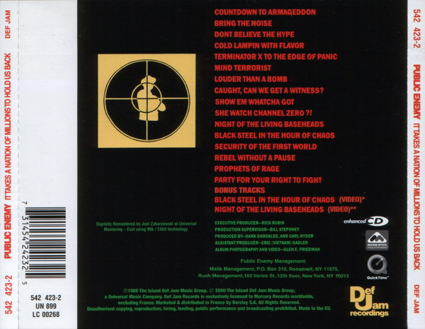 Public Enemy - It Takes A Nation Of Millions To Hold Us Back | Def Jam Recordings (542 423-2) - 2 Public Enemy - It Takes A Nation Of Millions To Hold Us Back | Def Jam Recordings (542 423-2) - 2