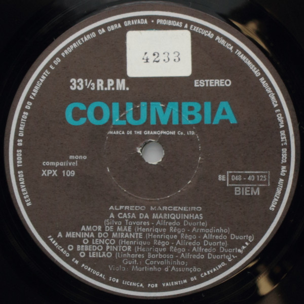 Alfredo Marceneiro - The Fabulous Marceneiro (O Fabuloso Marceneiro) | Columbia (8E 048 40125) - 4 Alfredo Marceneiro - The Fabulous Marceneiro (O Fabuloso Marceneiro) | Columbia (8E 048 40125) - 4