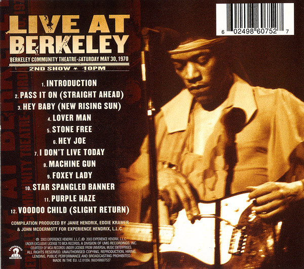 The Jimi Hendrix Experience - Live At Berkeley | Experience Hendrix (0602498607527) - 2 The Jimi Hendrix Experience - Live At Berkeley | Experience Hendrix (0602498607527) - 2