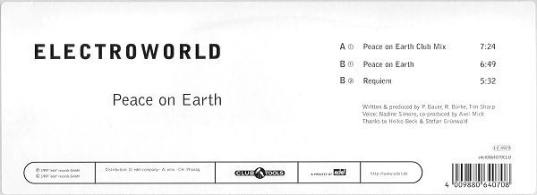 Electroworld - Peace On Earth | Club Tools (edel0064070CLU) - 2