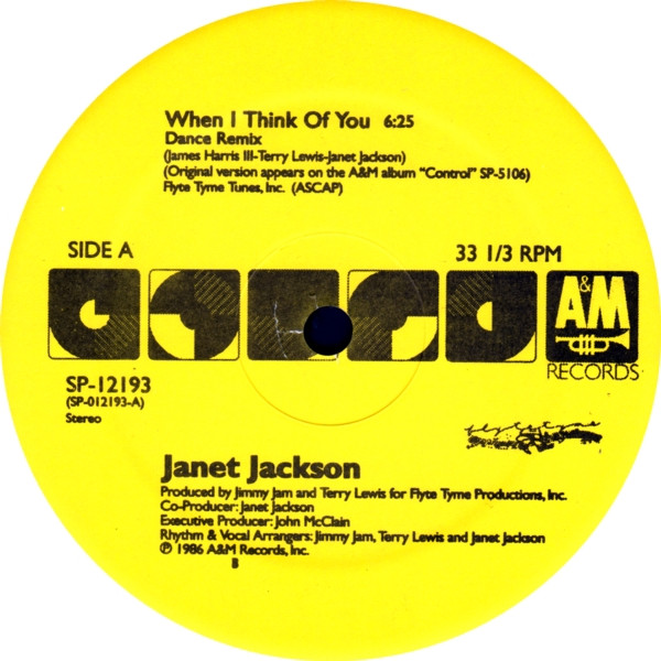 Janet Jackson - When I Think Of You | A&M Records (SP-12193)