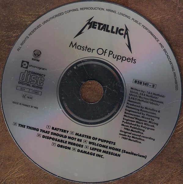 Metallica - Master Of Puppets | Vertigo (838 141-2) - 4