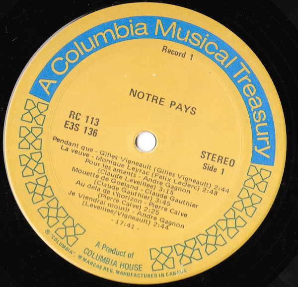 Various - Notre Pays | Columbia House (E3S 136) - 3 Various - Notre Pays | Columbia House (E3S 136) - 3