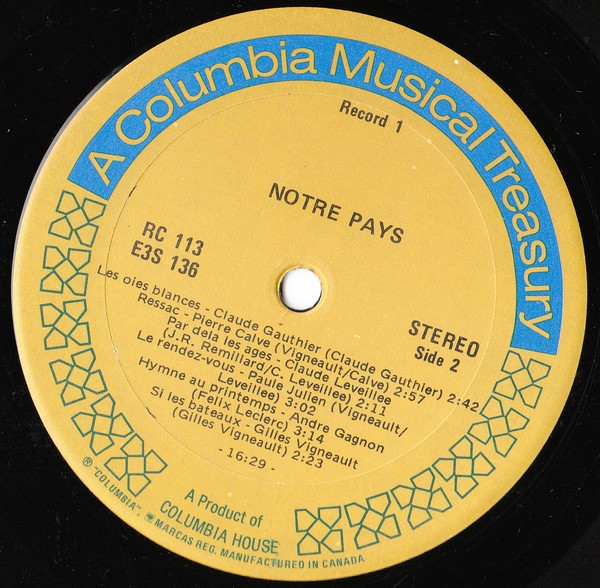 Various - Notre Pays | Columbia House (E3S 136) - 4 Various - Notre Pays | Columbia House (E3S 136) - 4