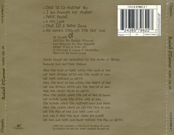 Sinéad O'Connor - Gospel Oak EP | Chrysalis (7243 8 57962 2 7) - 2