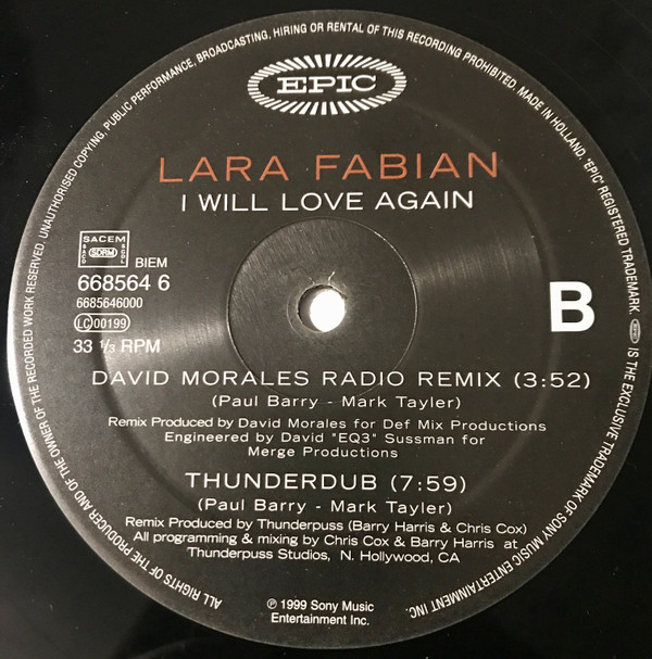 Lara Fabian - I Will Love Again | Epic (EPC 668564 6) - main Lara Fabian - I Will Love Again | Epic (EPC 668564 6) - main