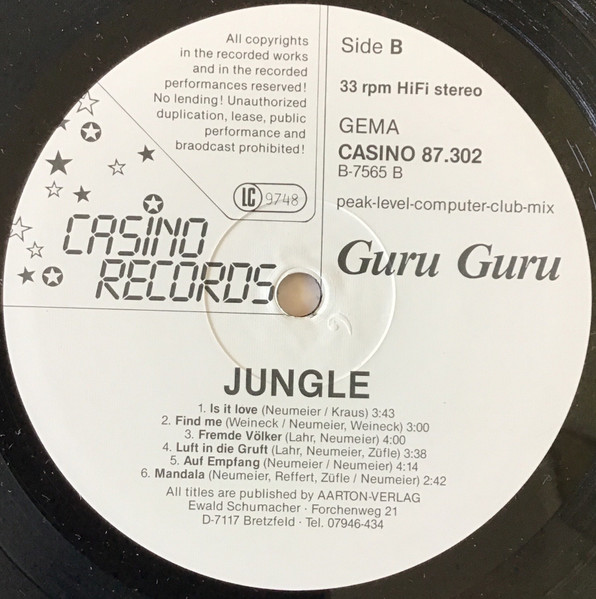 Guru Guru - Jungle | Casino Records (87.302) - 4
