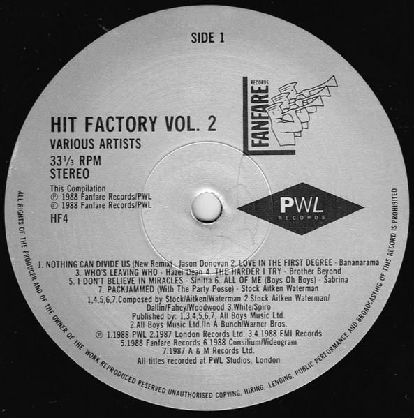 Various - The Hit Factory - The Best Of Stock Aitken Waterman Vol 2 | Fanfare Records (HF4) - 3