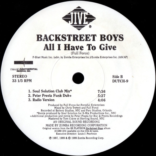 Backstreet Boys - All I Have To Give | Jive (DUTCH-9) - 4 Backstreet Boys - All I Have To Give | Jive (DUTCH-9) - 4
