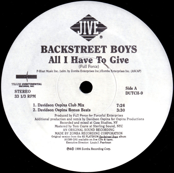 Backstreet Boys - All I Have To Give | Jive (DUTCH-9) - 3 Backstreet Boys - All I Have To Give | Jive (DUTCH-9) - 3