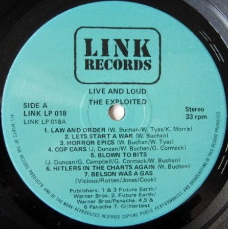 The Exploited - Live And Loud!! | Link Records (LINK LP 018) - 3 The Exploited - Live And Loud!! | Link Records (LINK LP 018) - 3