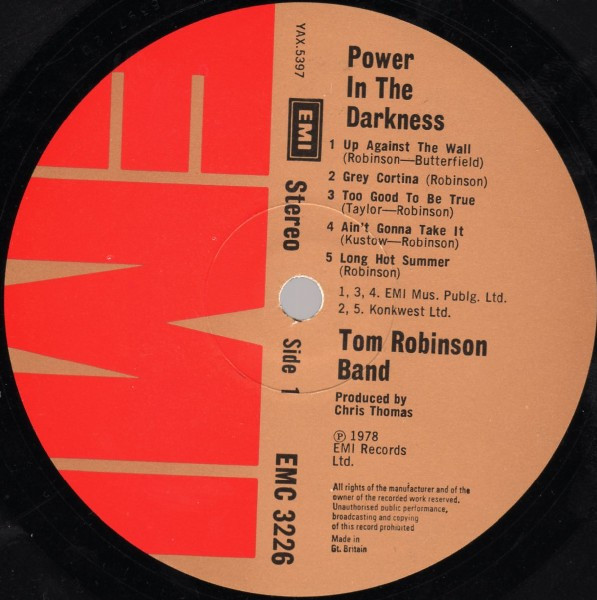 Tom Robinson Band - Power In The Darkness | EMI (EMC 3226) - 3 Tom Robinson Band - Power In The Darkness | EMI (EMC 3226) - 3