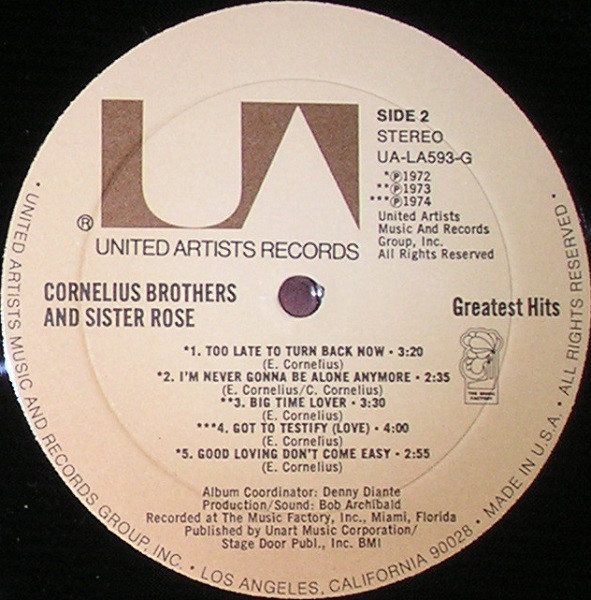 Cornelius Brothers & Sister Rose - Greatest Hits | United Artists Records (UA-LA593-G) - 4 Cornelius Brothers & Sister Rose - Greatest Hits | United Artists Records (UA-LA593-G) - 4
