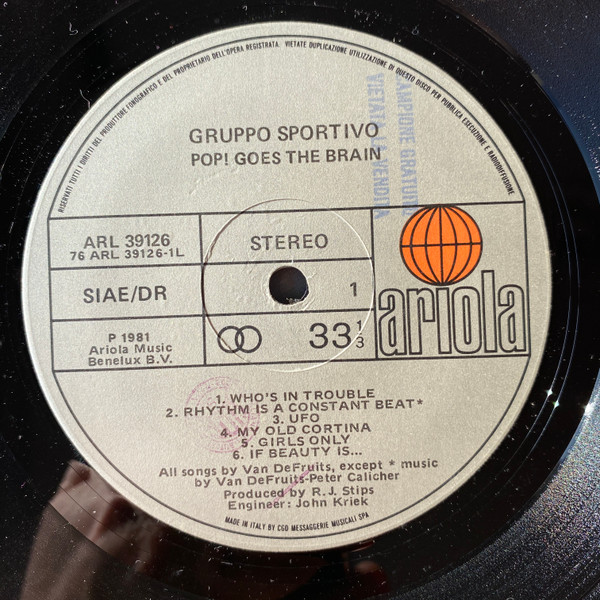 Gruppo Sportivo - Pop! Goes The Brain | Ariola (ARL 39126) - 3