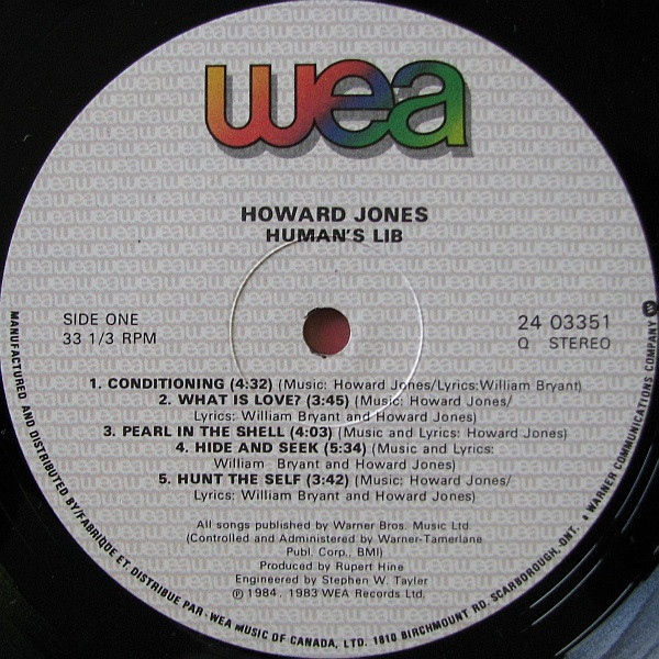 Howard Jones - Human's Lib [Vinyl] | WEA (24 03351) - 3